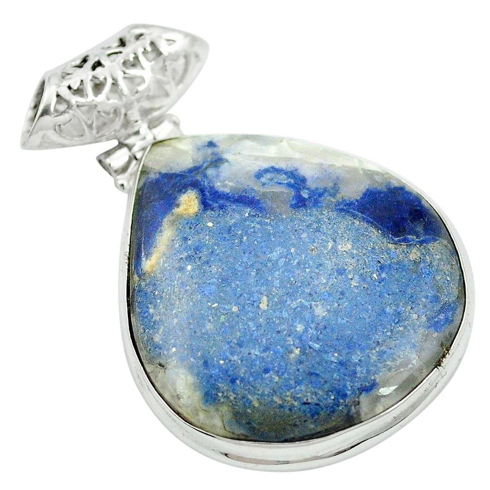 Natural blue dumortierite 925 sterling silver pendant jewelry m52492