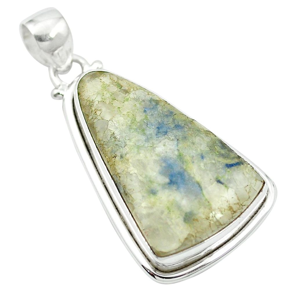 Natural blue dumortierite 925 sterling silver pendant jewelry m52494