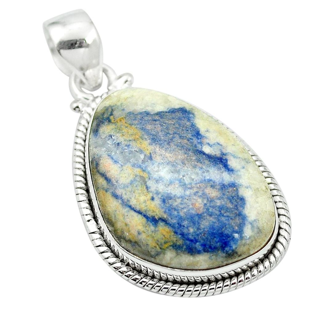 Natural blue dumortierite 925 sterling silver pendant jewelry m52496