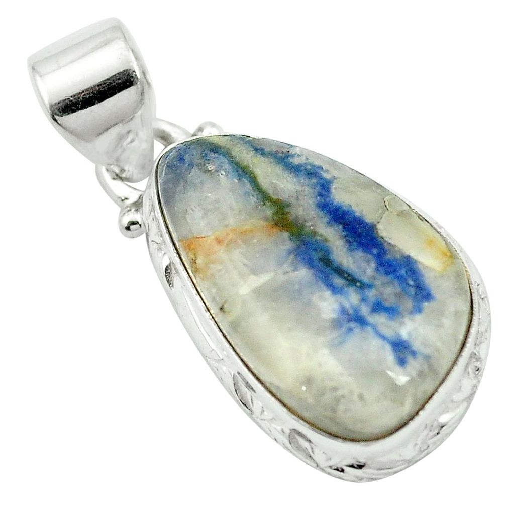 925 sterling silver natural blue dumortierite fancy pendant jewelry m52504