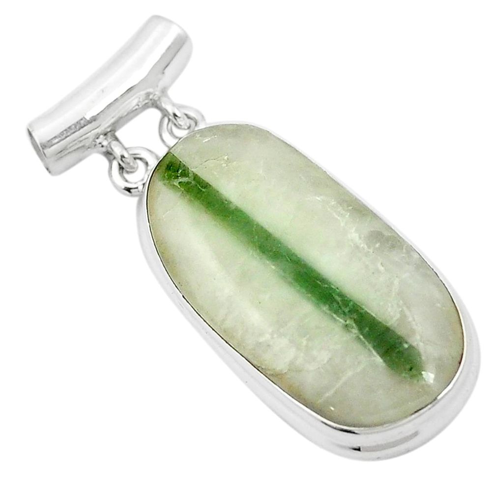 Natural green tourmaline in quartz 925 sterling silver pendant jewelry m52527