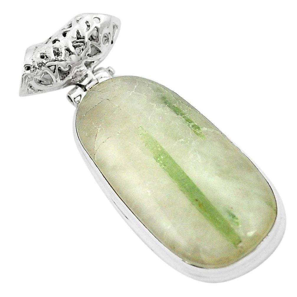 925 sterling silver natural green tourmaline in quartz pendant jewelry m52537