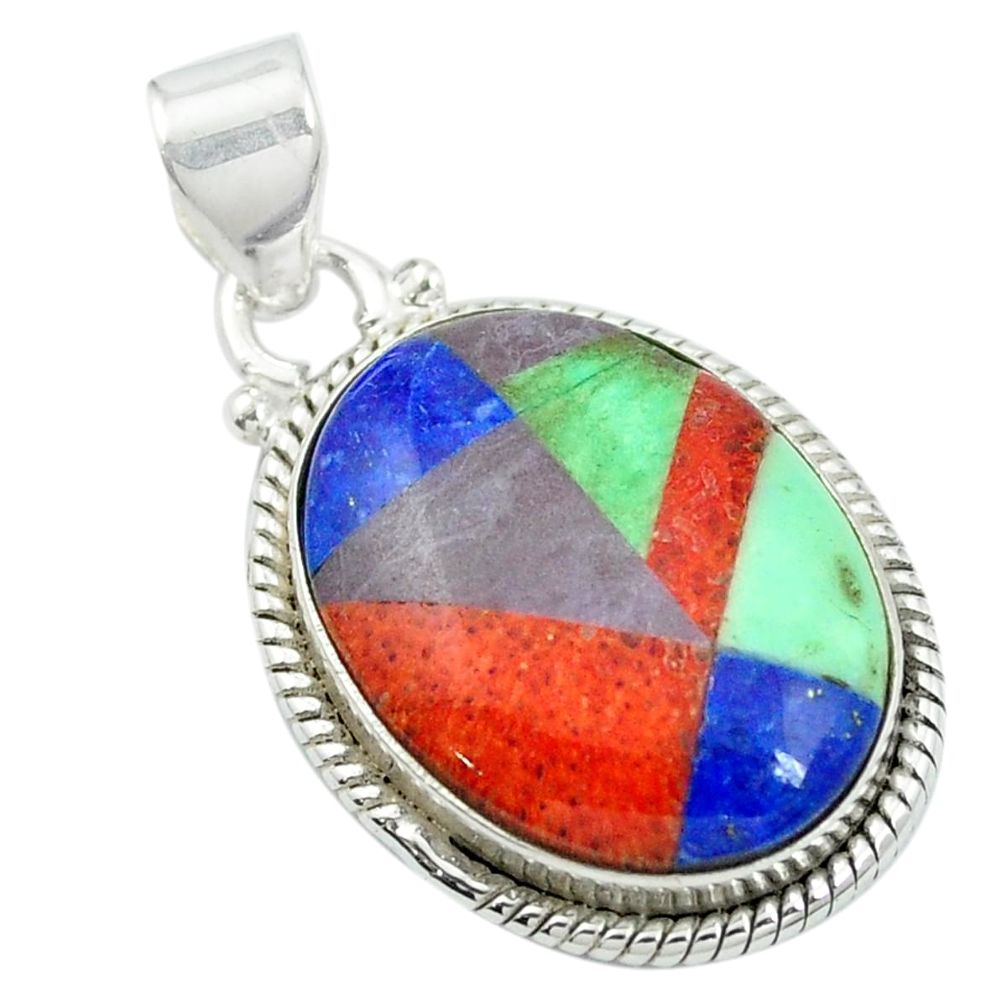 12.40cts southwestern inlay 925 sterling silver pendant jewelry m52555