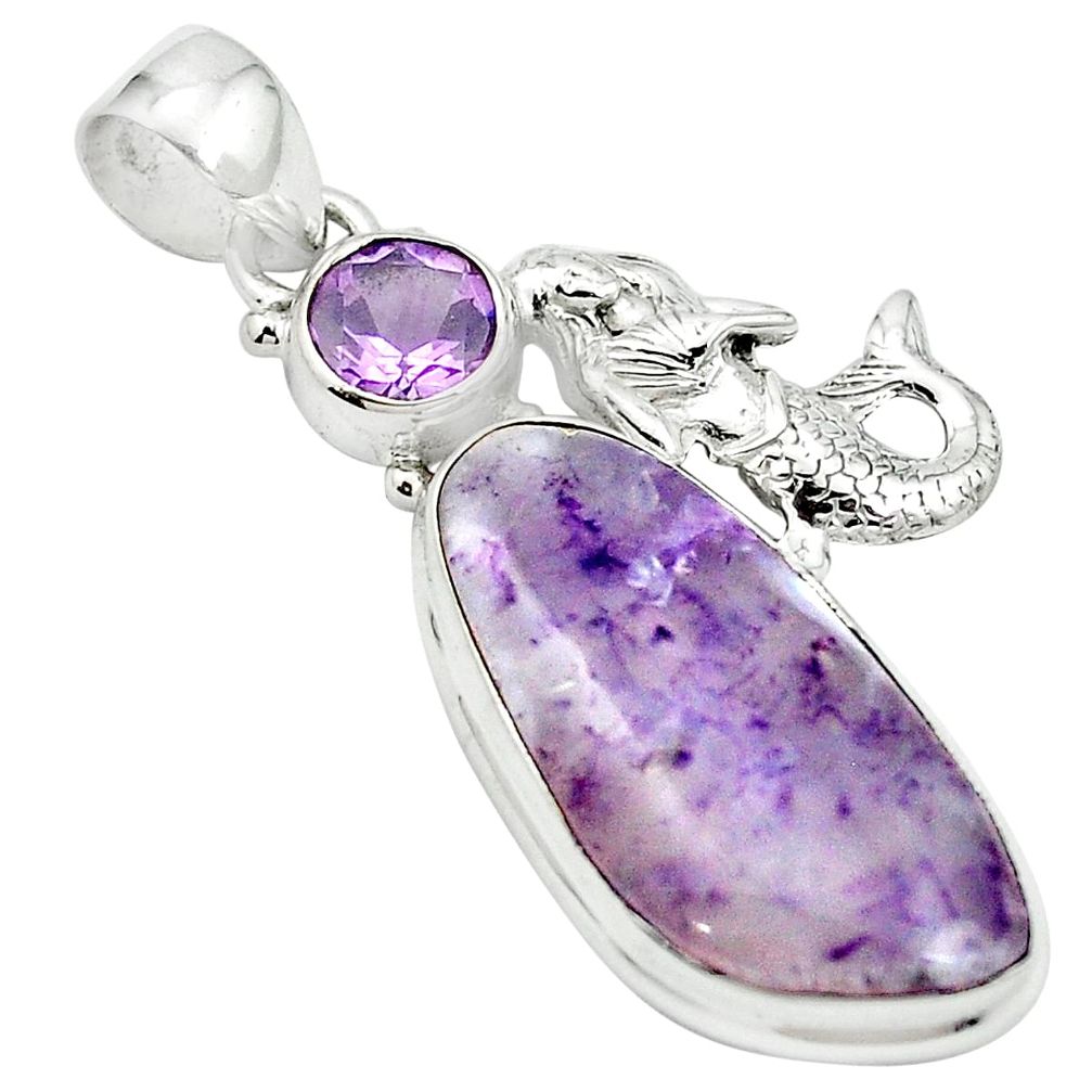 Natural purple opal purple amethyst 925 silver fairy mermaid pendant m52568
