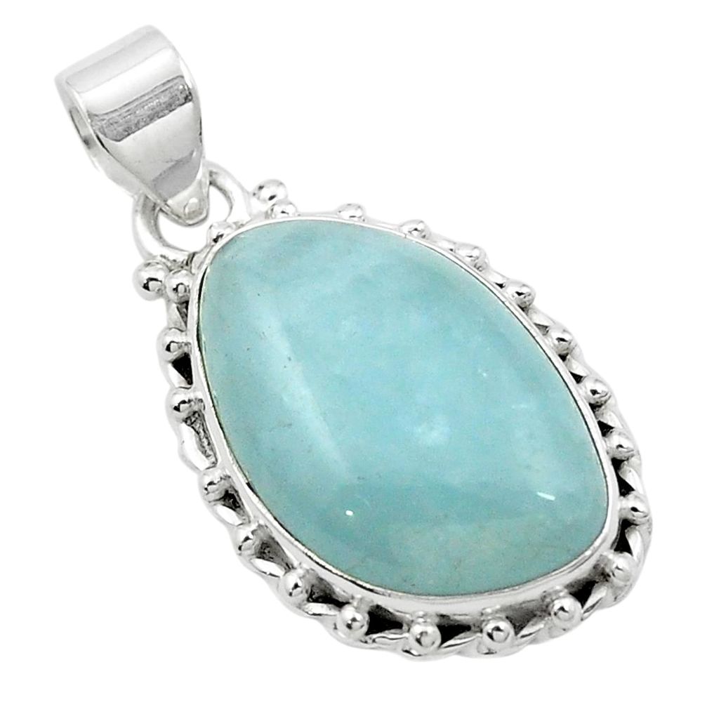 16.85cts natural blue aquamarine 925 sterling silver pendant jewelry m52823