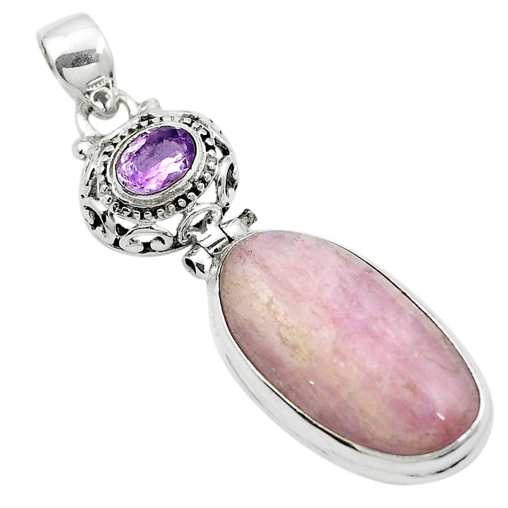 925 sterling silver natural pink kunzite amethyst pendant jewelry m52860