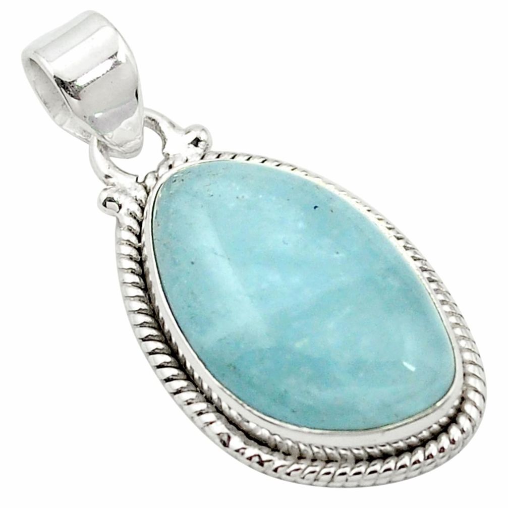 16.53cts natural blue aquamarine 925 sterling silver pendant jewelry m52870