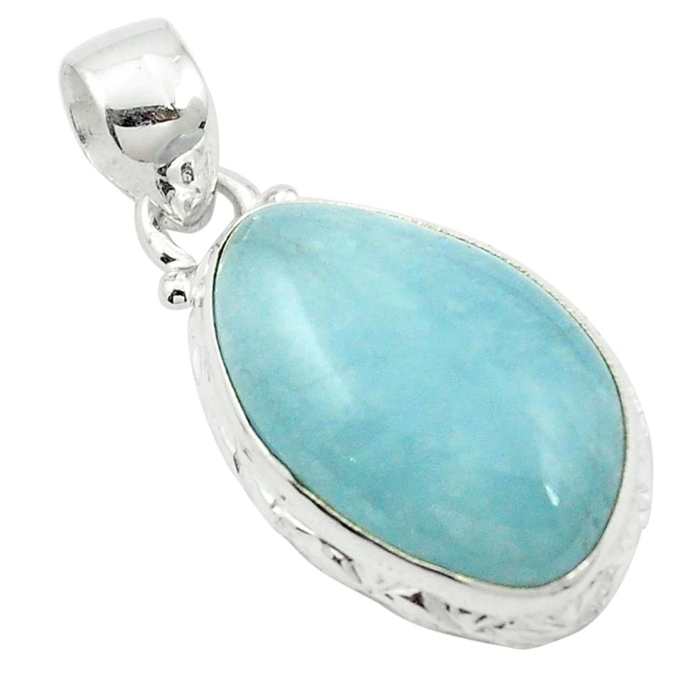 16.59cts natural blue aquamarine 925 sterling silver pendant jewelry m52880
