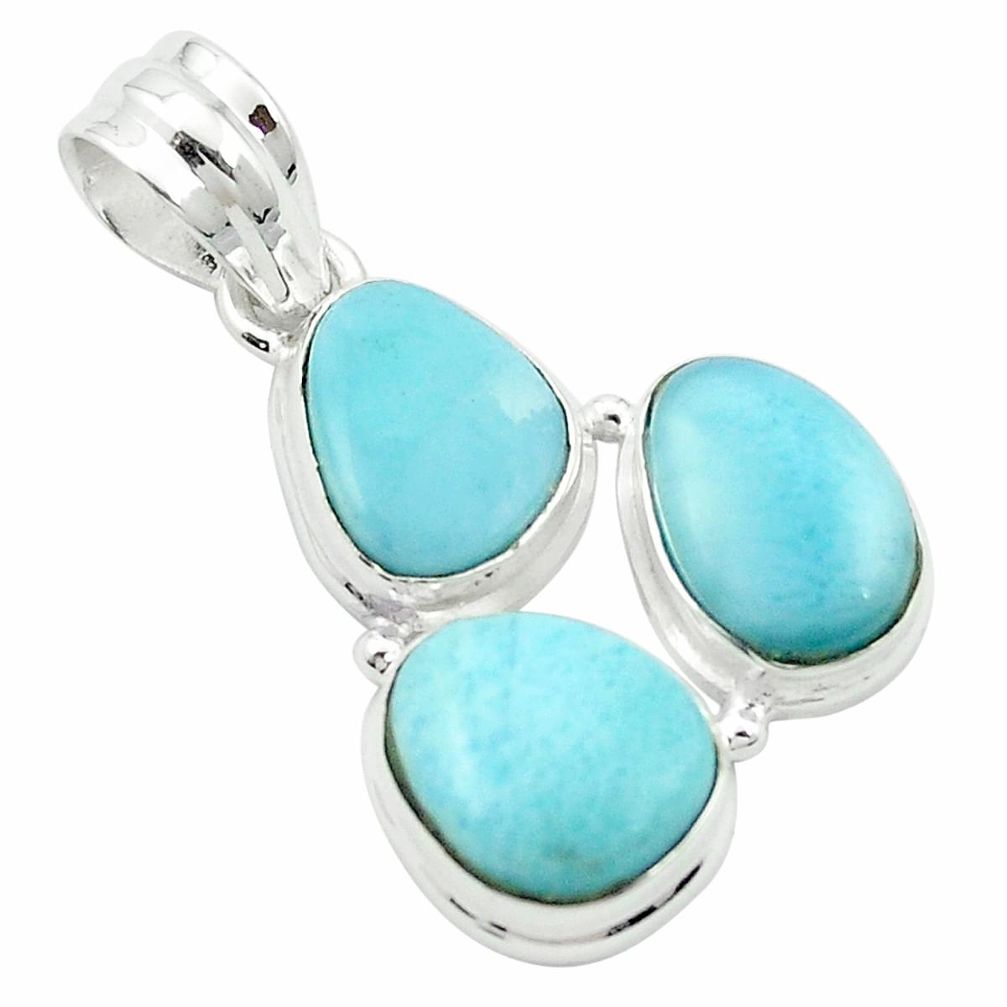 Natural blue larimar 925 sterling silver pendant jewelry m52984