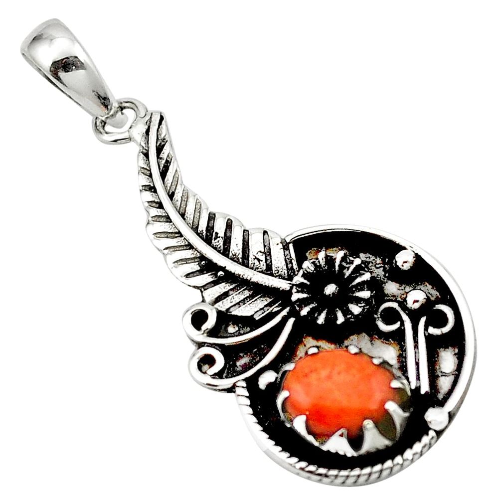 Red copper turquoise 925 sterling silver pendant jewelry m53145
