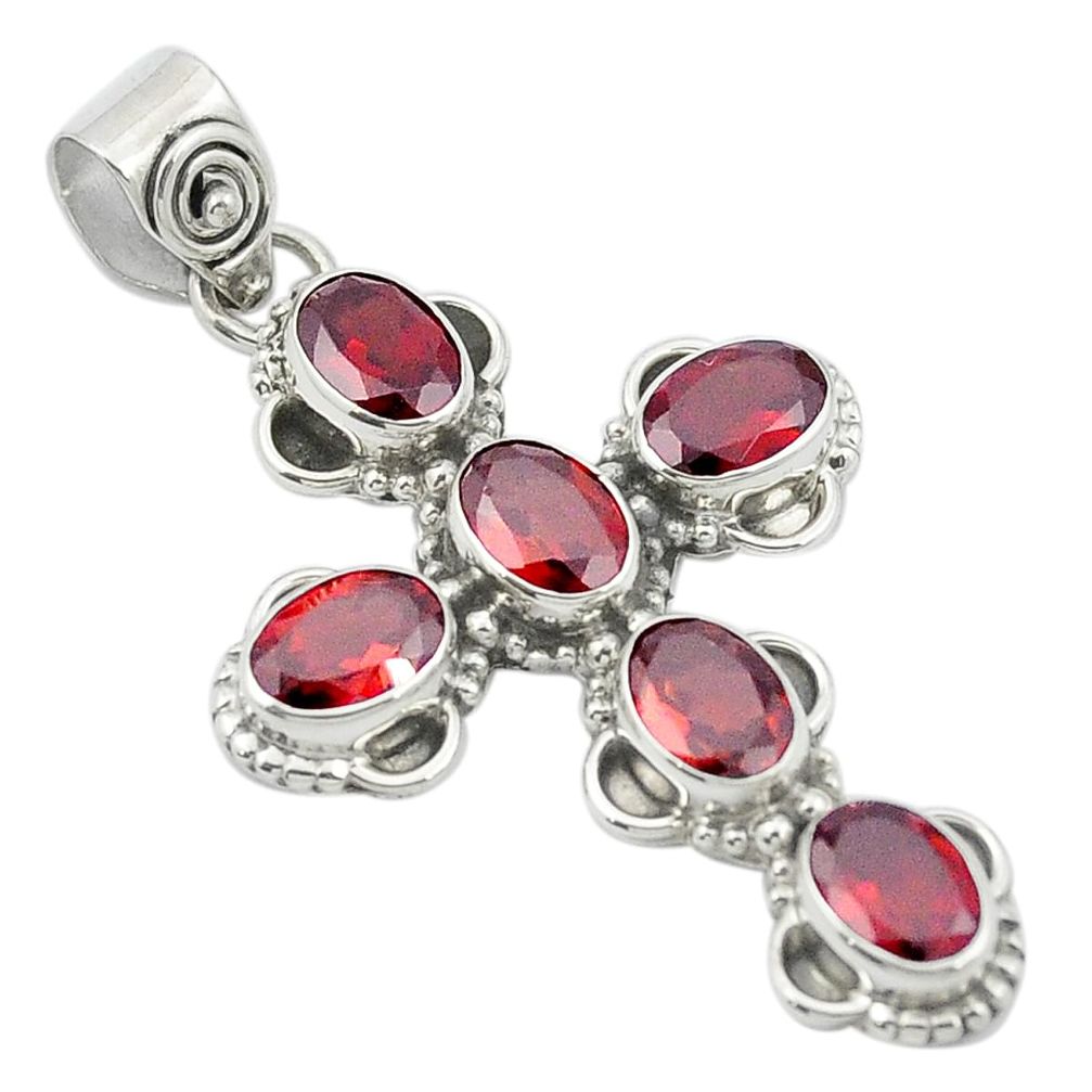 925 sterling silver natural red garnet holy cross pendant jewelry m53205