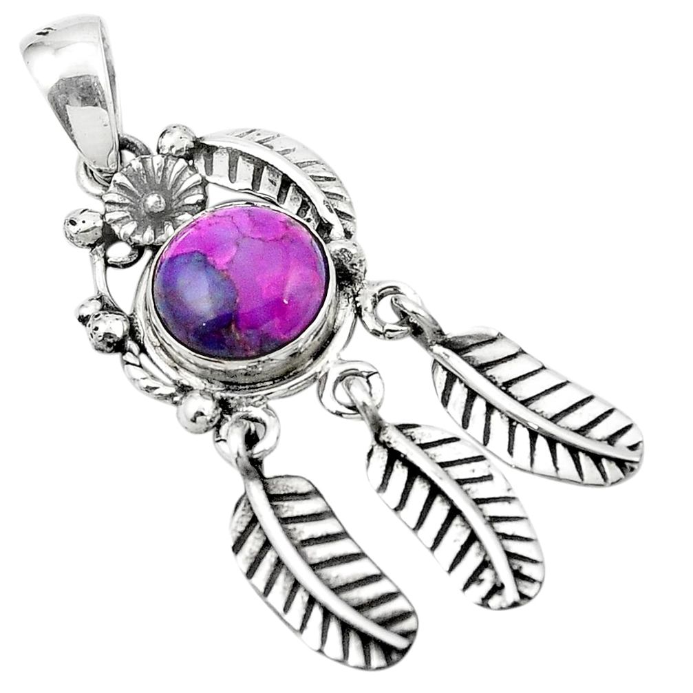 Purple copper turquoise 925 sterling silver pendant jewelry m53303