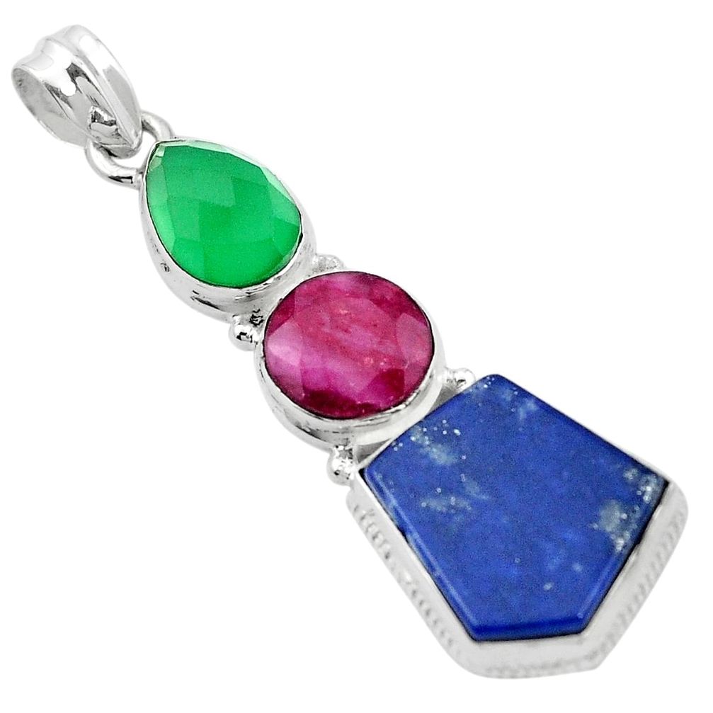 Natural pink ruby chalcedony 925 sterling silver pendant jewelry m53443