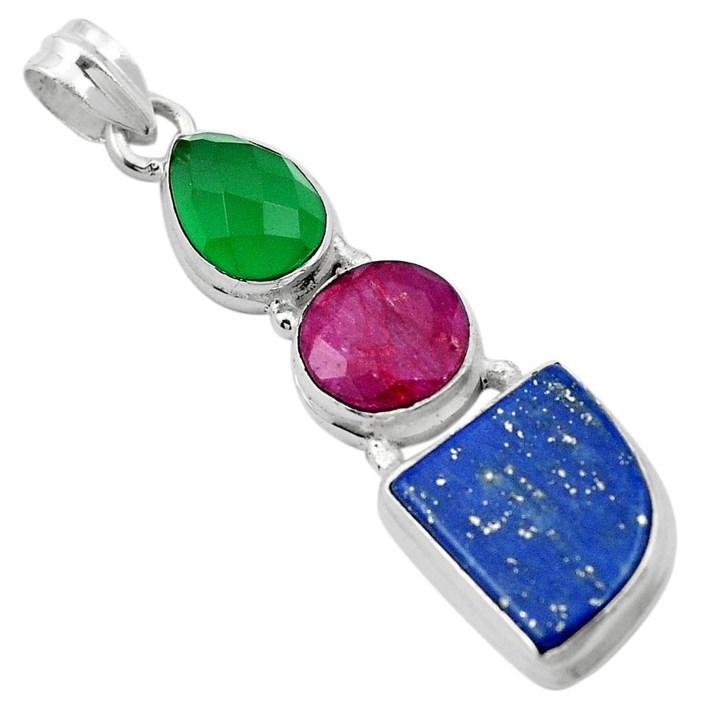 Natural pink ruby chalcedony 925 sterling silver pendant jewelry m53444