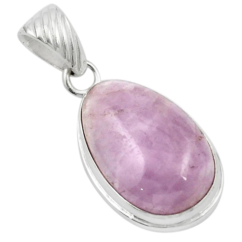 Natural pink kunzite 925 sterling silver pendant jewelry m53455