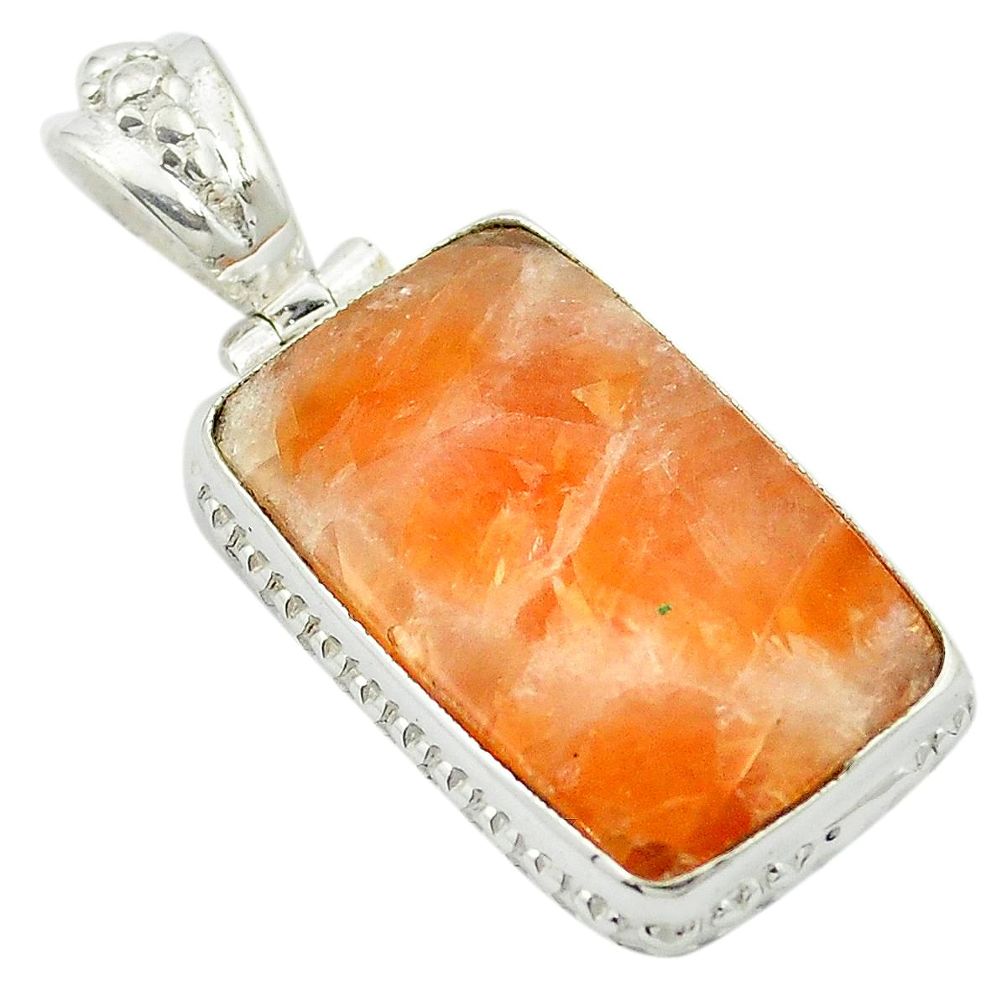 Natural orange calcite 925 sterling silver pendant jewelry m53741