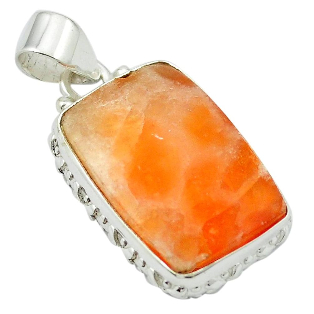 Natural orange calcite 925 sterling silver pendant jewelry m53746