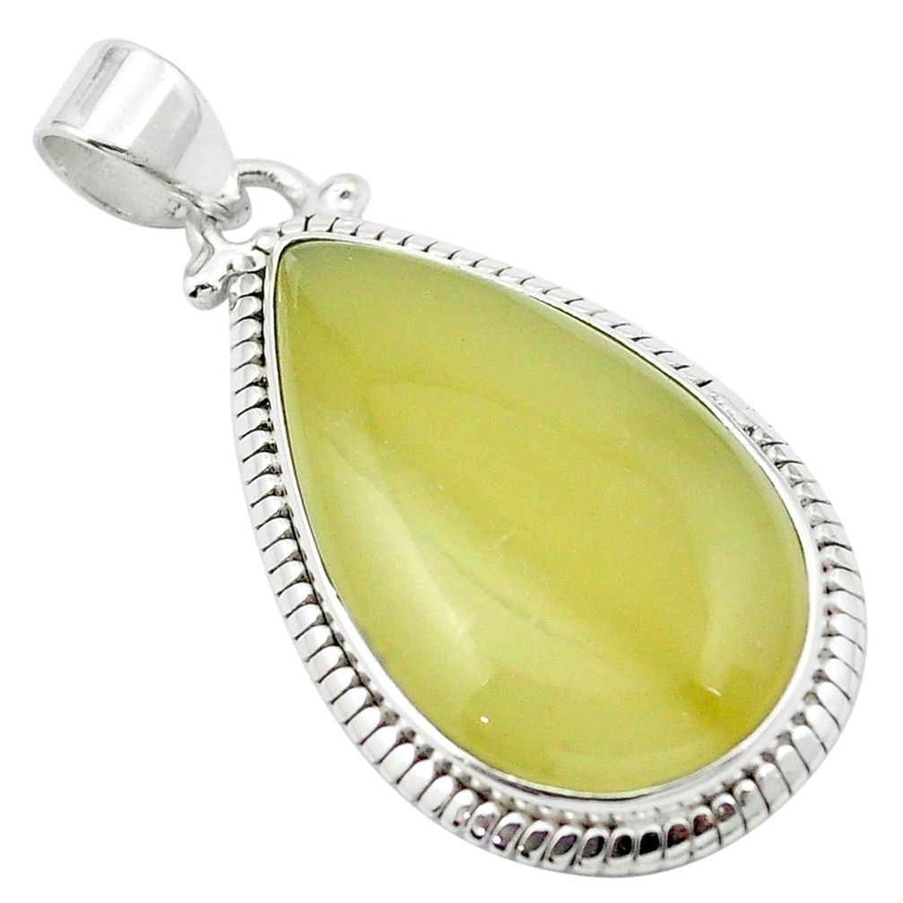 Natural olive opal 925 sterling silver pendant jewelry m53841