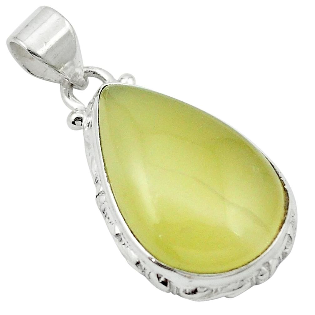 Natural olive opal 925 sterling silver pendant jewelry m53849