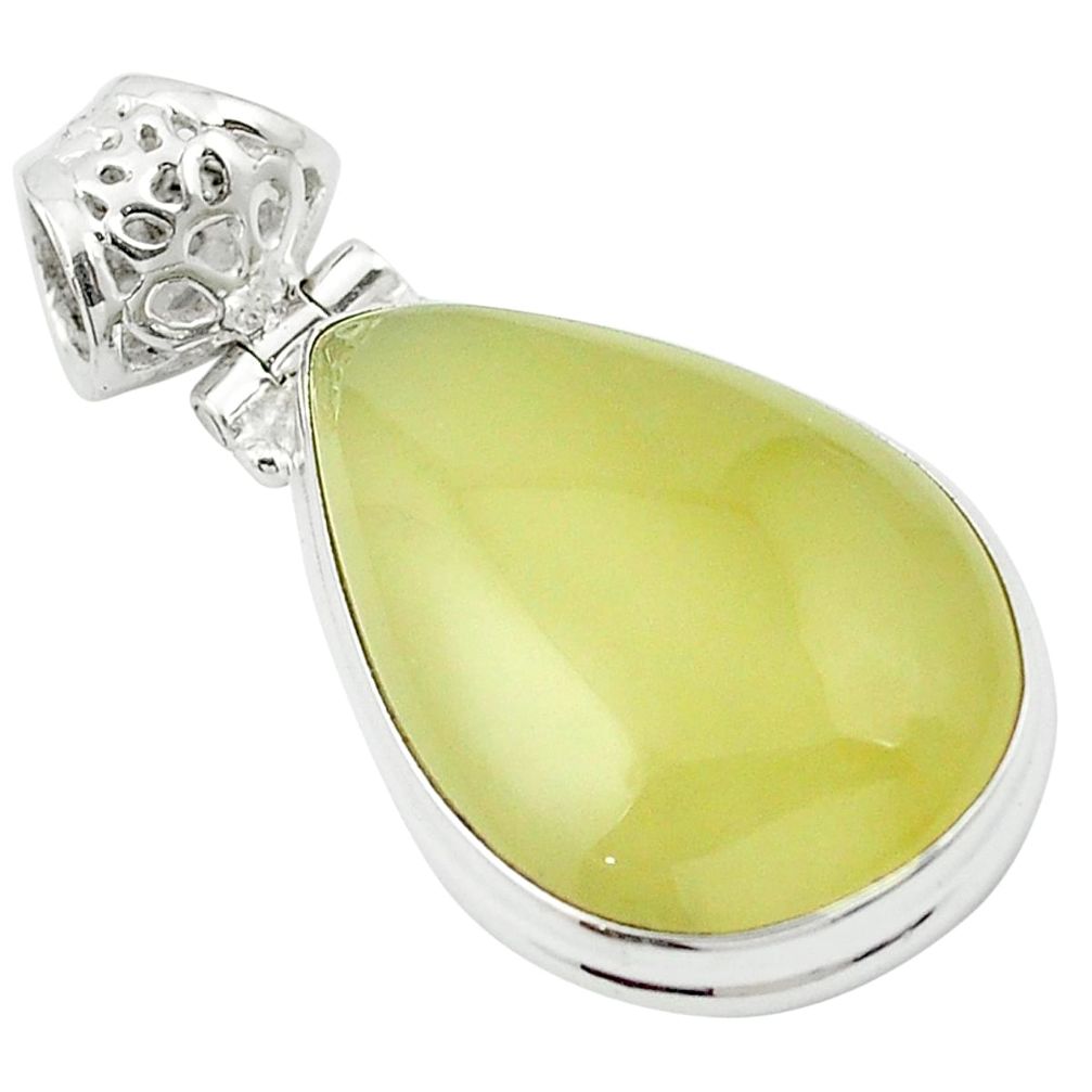 925 sterling silver natural olive opal pear pendant jewelry m53851