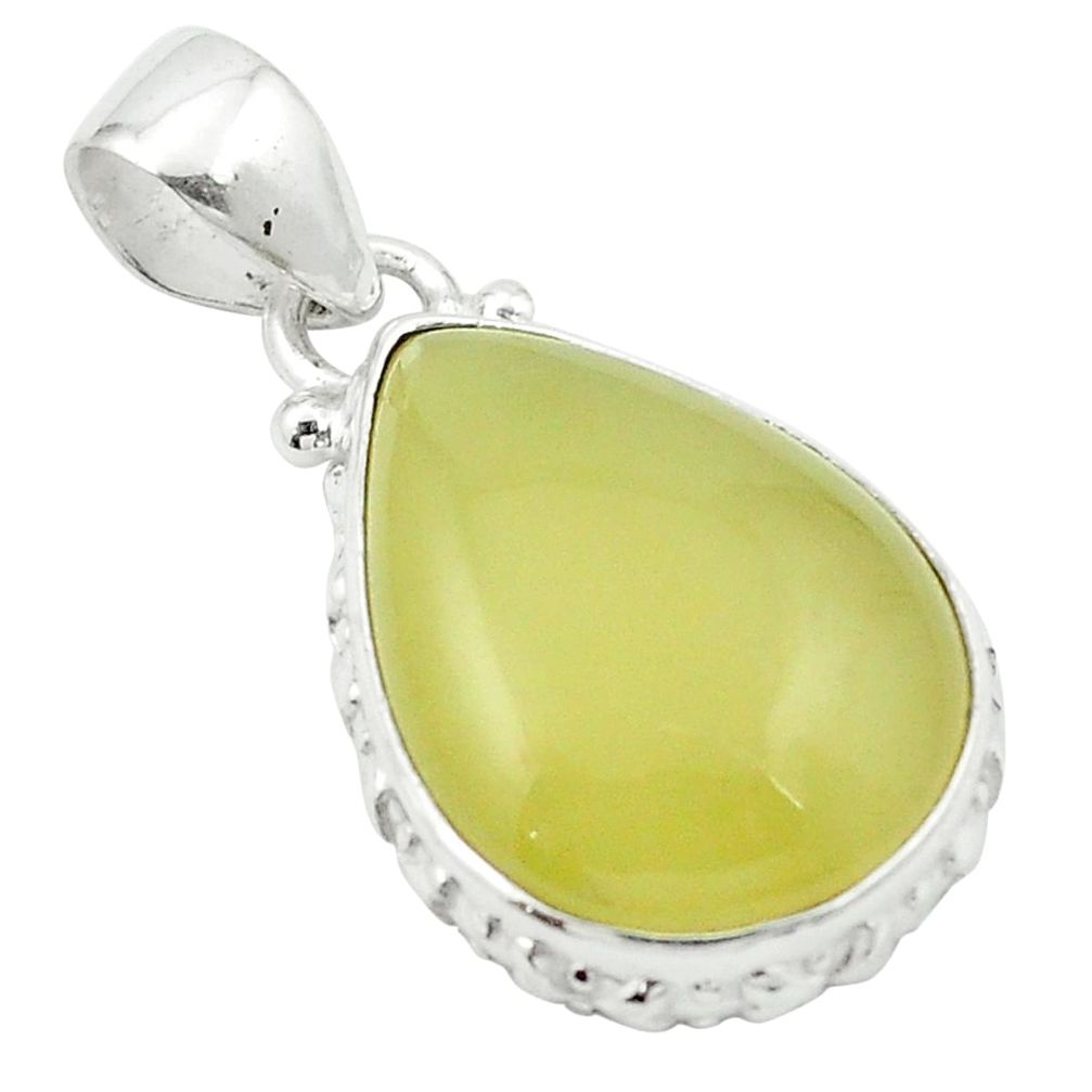 Natural olive opal 925 sterling silver pendant jewelry m53854