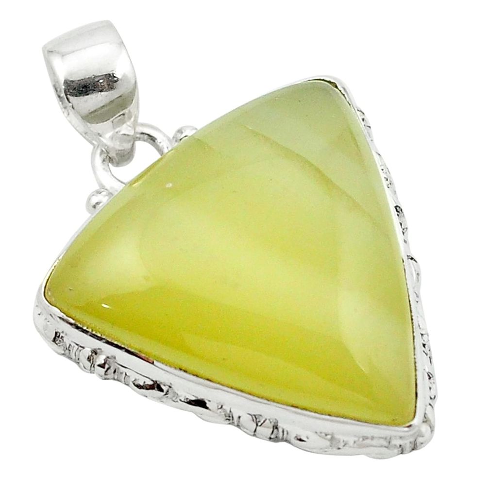 925 sterling silver natural olive opal pendant jewelry m53864