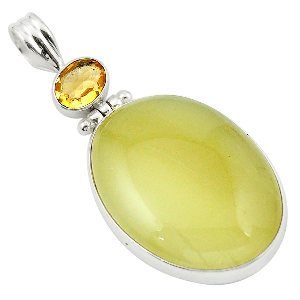 925 sterling silver natural olive opal yellow citrine pendant m53900