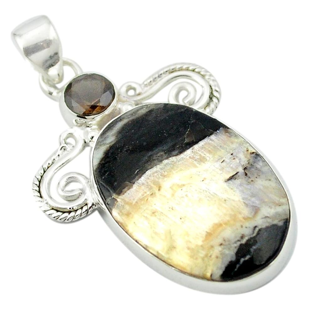 Natural black arizona pietersite smoky topaz 925 silver pendant jewelry m53916