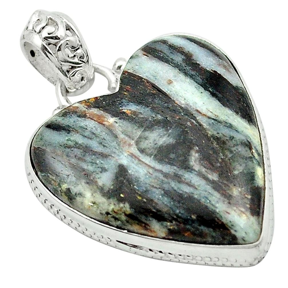 925 silver natural bronze astrophyllite (star leaf) heart pendant m53926