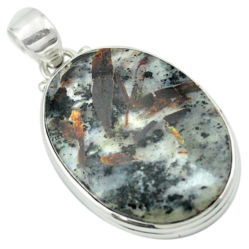 Natural bronze astrophyllite (star leaf) 925 silver pendant m53953
