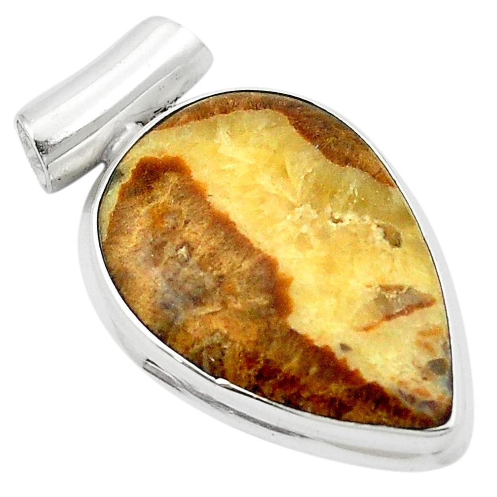 Natural brown septarian gonads 925 sterling silver pendant m53962