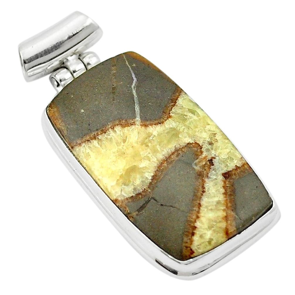 Natural brown septarian gonads 925 sterling silver pendant m53977