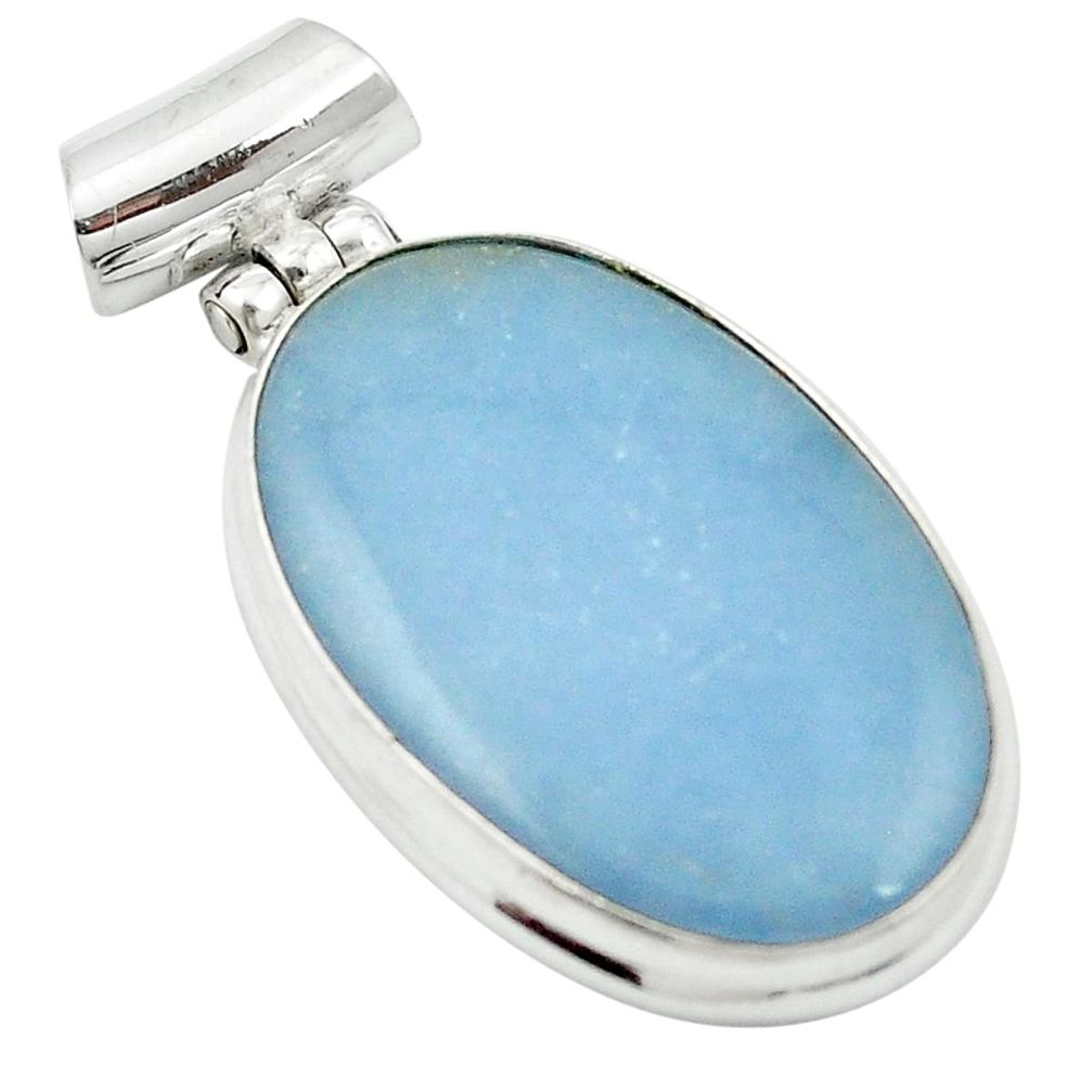 Natural blue angelite oval 925 sterling silver pendant jewelry m54006