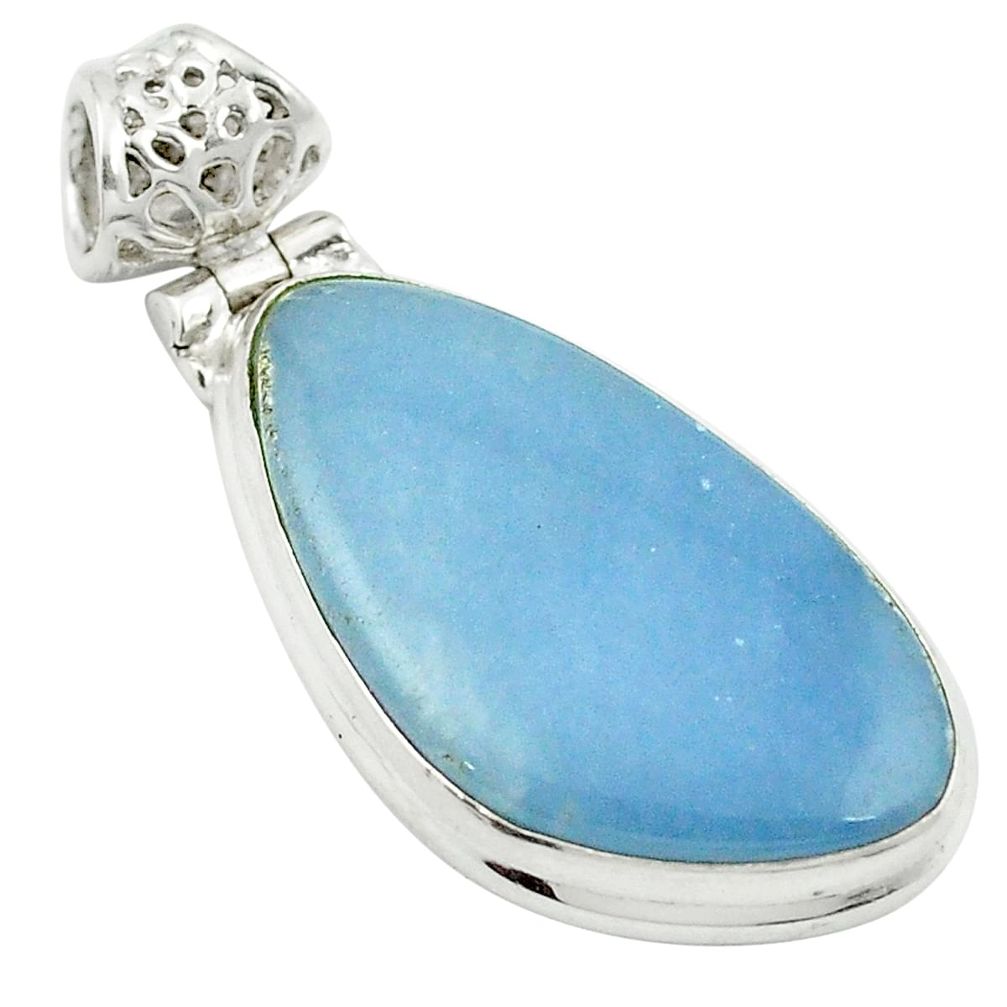 Natural blue angelite 925 sterling silver pendant jewelry m54008