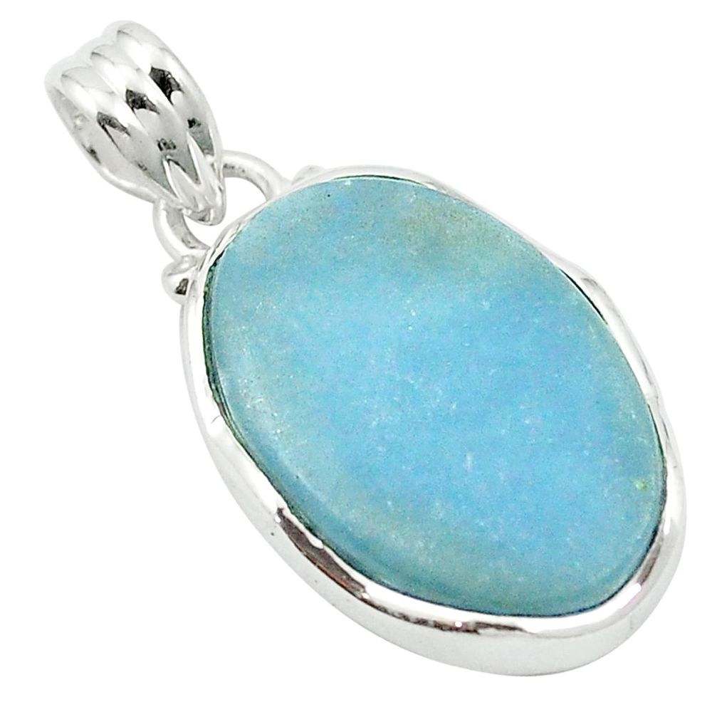 Natural blue angelite 925 sterling silver pendant jewelry m54009
