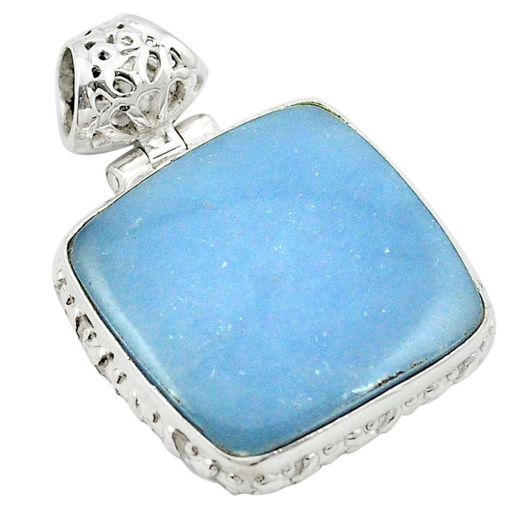 Natural blue angelite 925 sterling silver pendant jewelry m54014