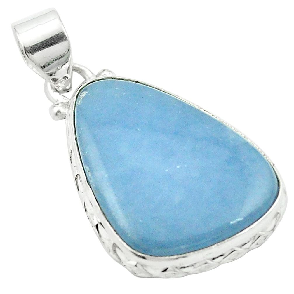 Natural blue angelite 925 sterling silver pendant jewelry m54015