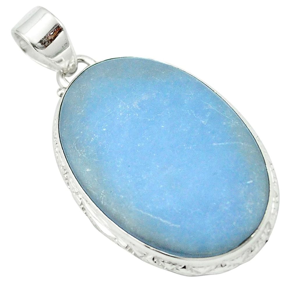 Natural blue angelite 925 sterling silver pendant jewelry m54021