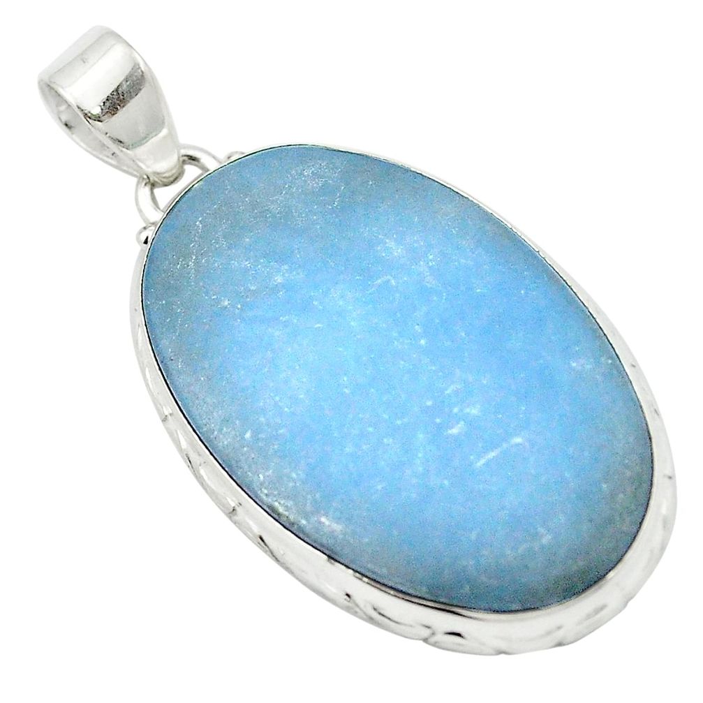 Natural blue angelite 925 sterling silver pendant jewelry m54023
