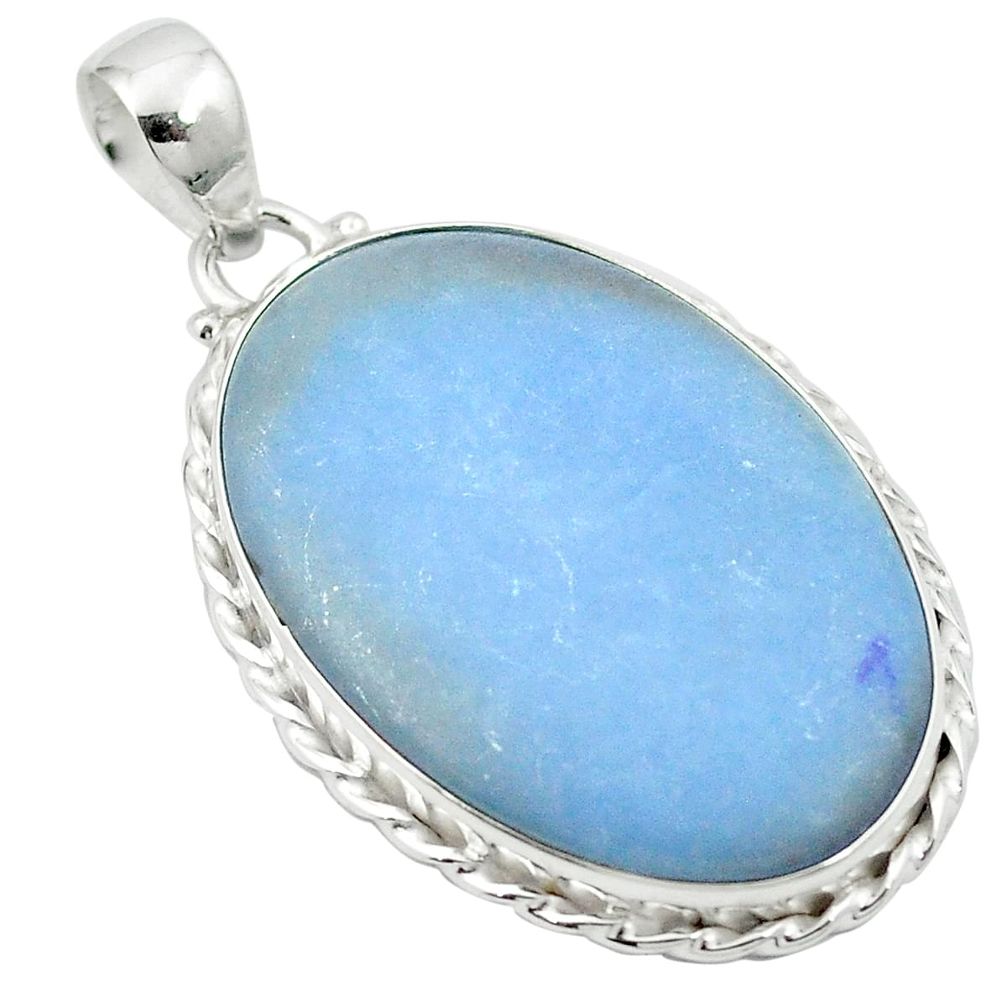 Natural blue angelite 925 sterling silver pendant jewelry m54024