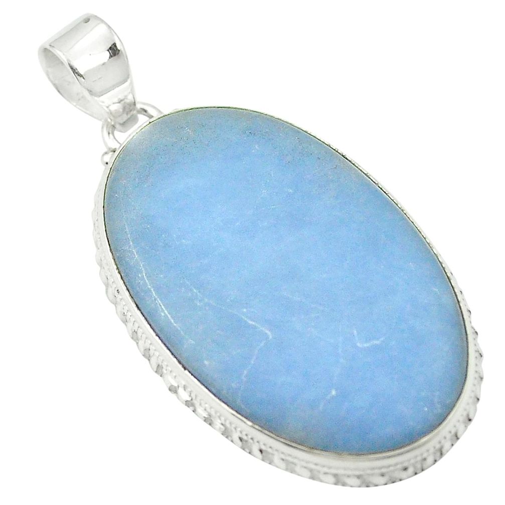 Natural blue angelite 925 sterling silver pendant jewelry m54032