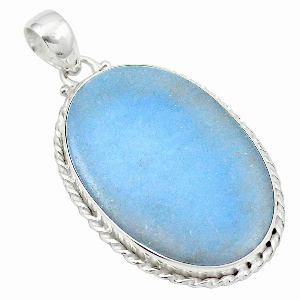 Natural blue angelite 925 sterling silver pendant jewelry m54034