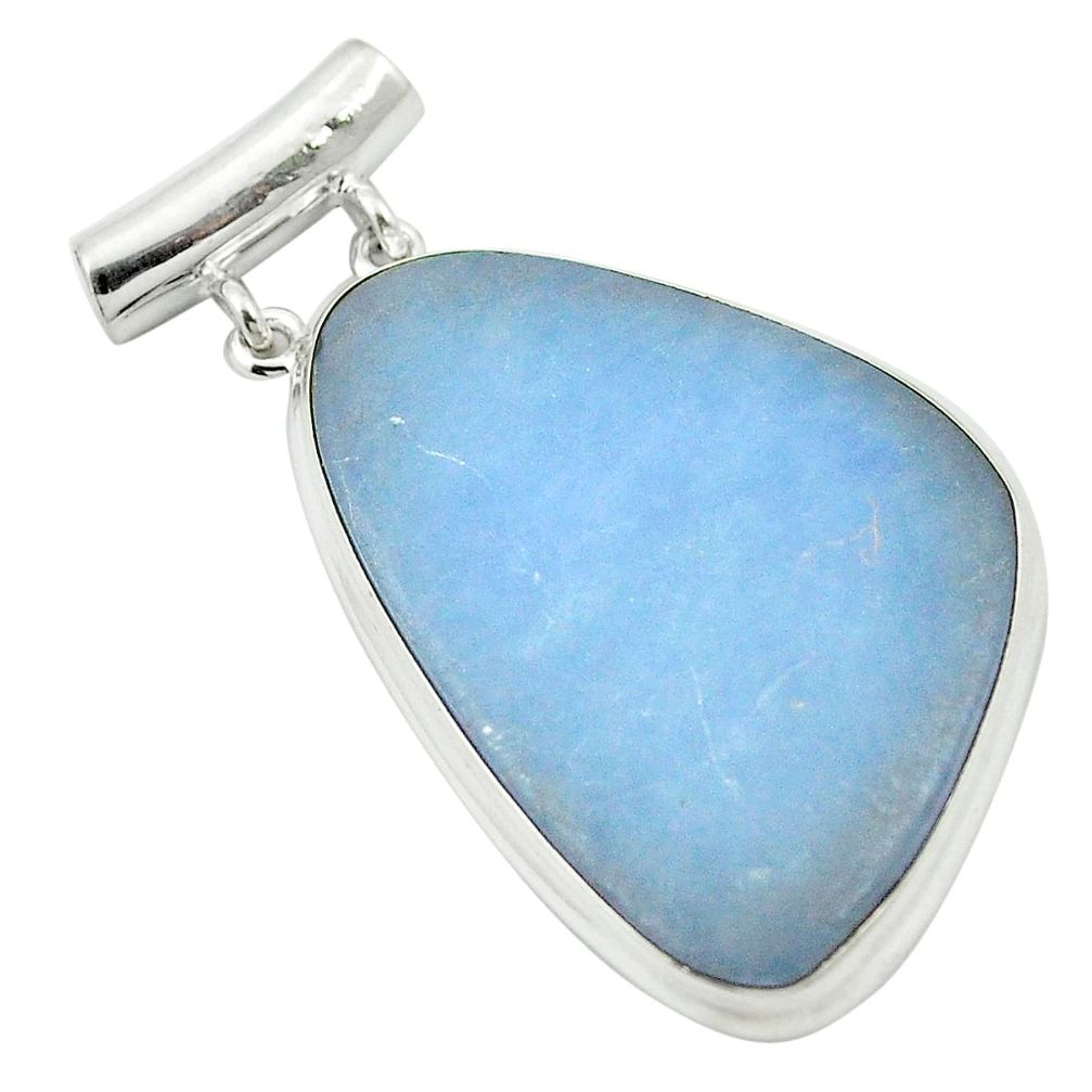 Natural blue angelite fancy 925 sterling silver pendant jewelry m54040