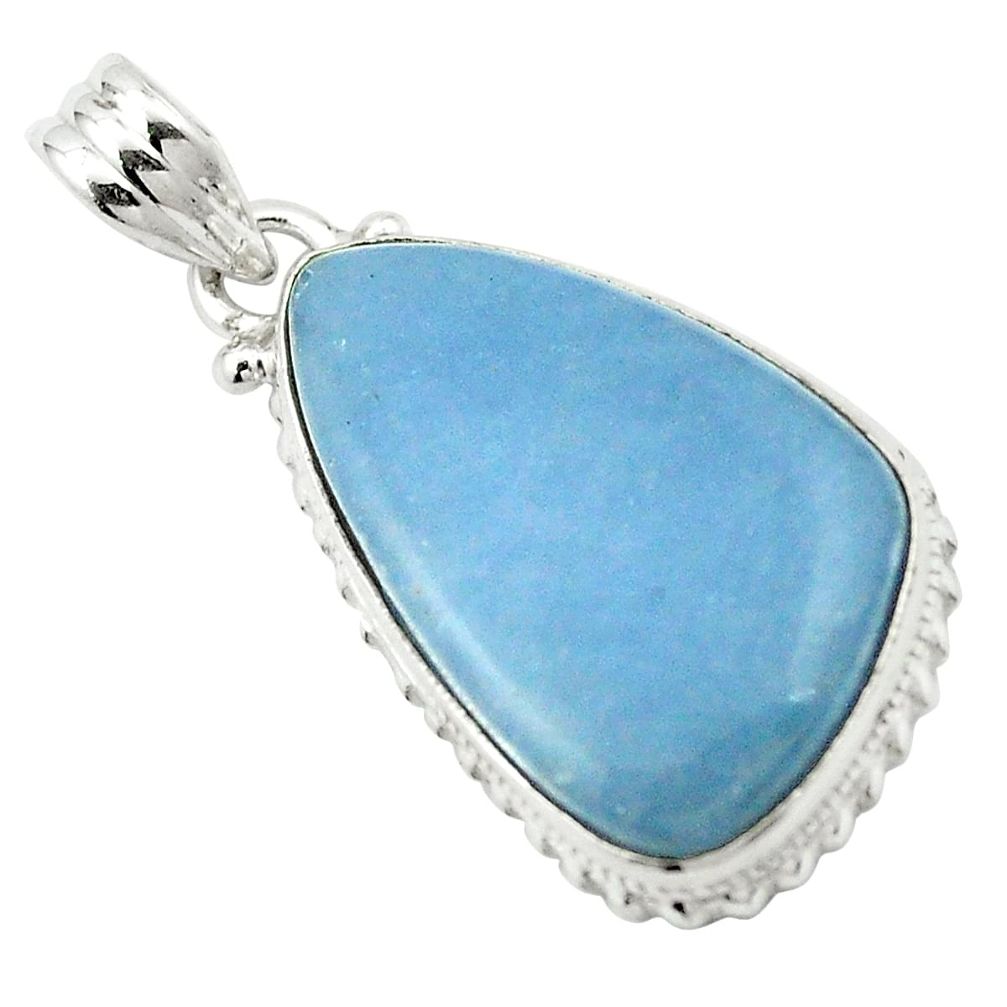 Natural blue angelite 925 sterling silver pendant jewelry m54041