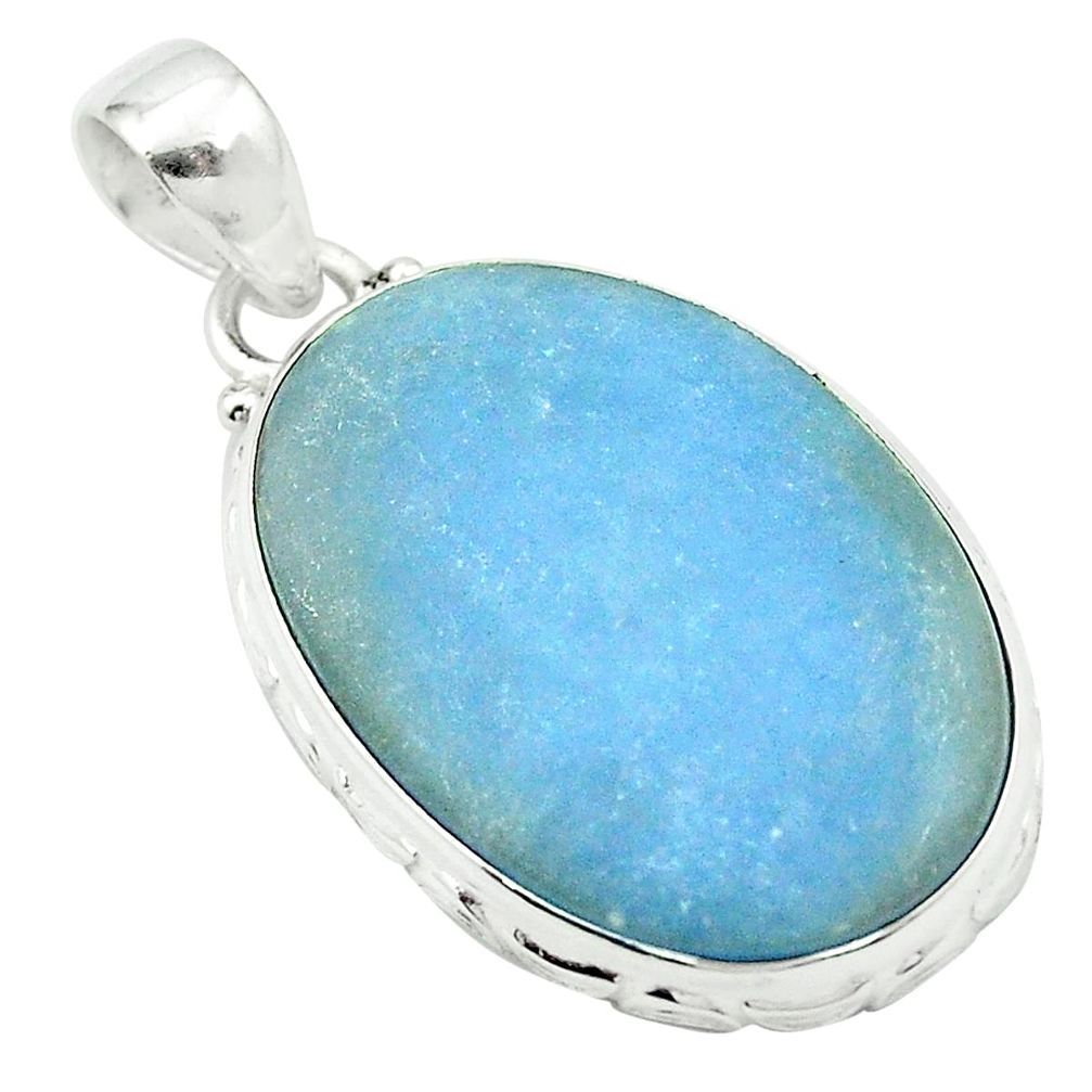 Natural blue angelite 925 sterling silver pendant jewelry m54050