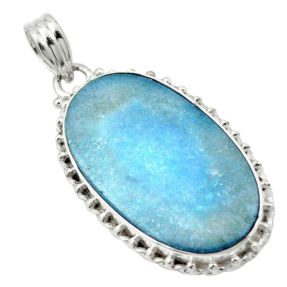 Natural blue angelite 925 sterling silver pendant jewelry m54057