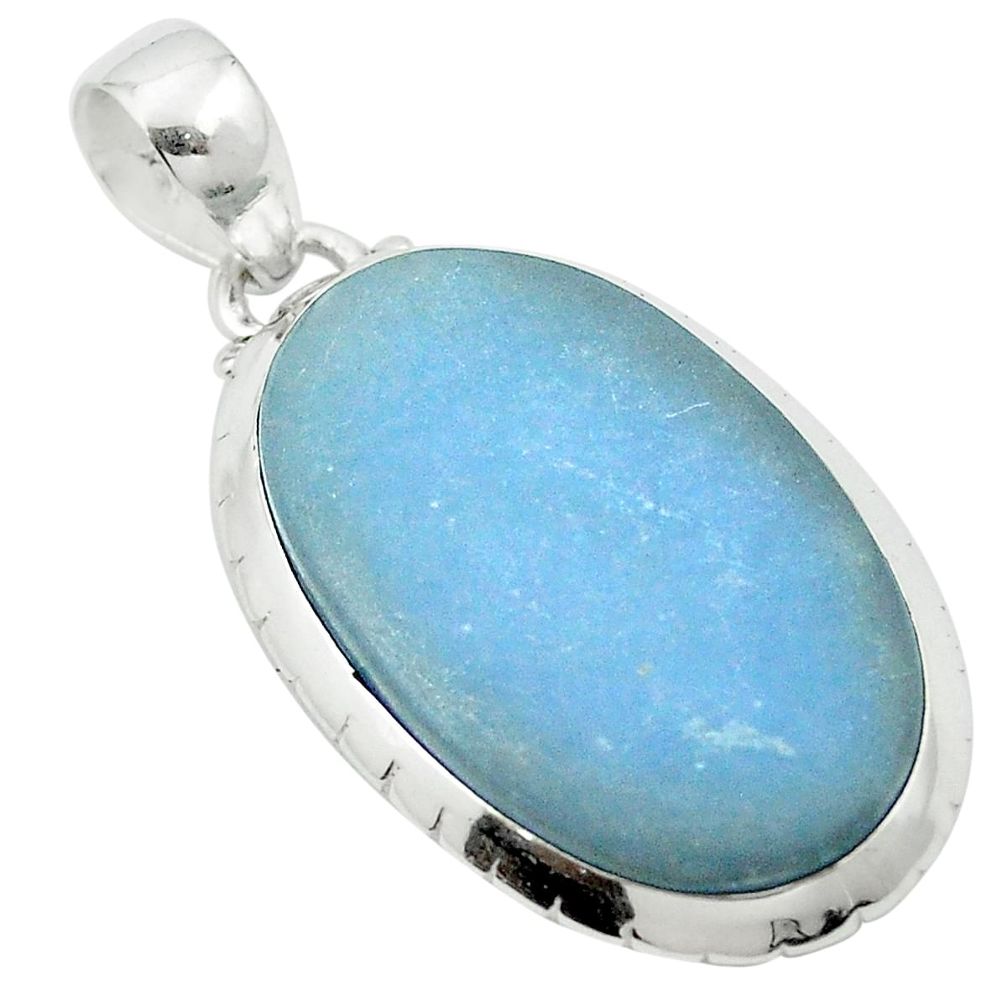 Natural blue angelite 925 sterling silver pendant jewelry m54059