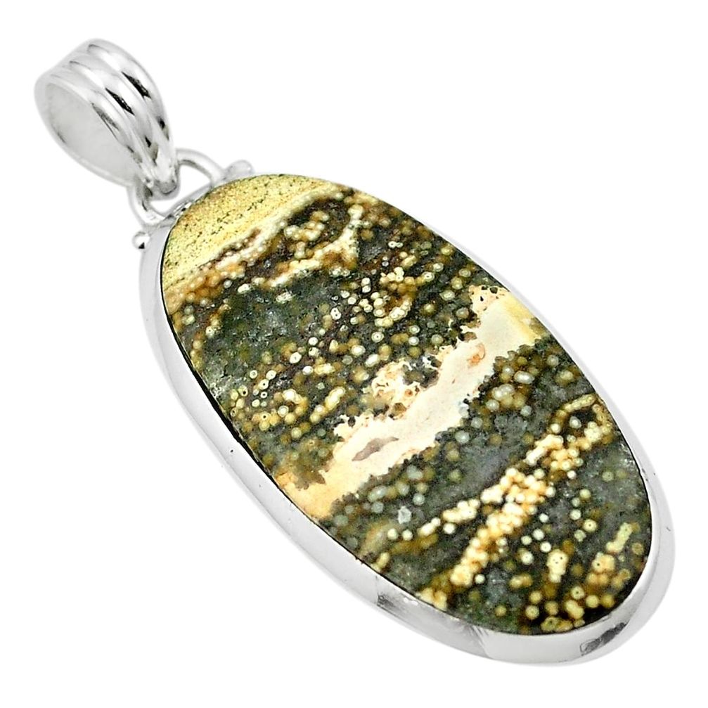 Natural multi color ocean sea jasper (madagascar) 925 silver pendant m54093