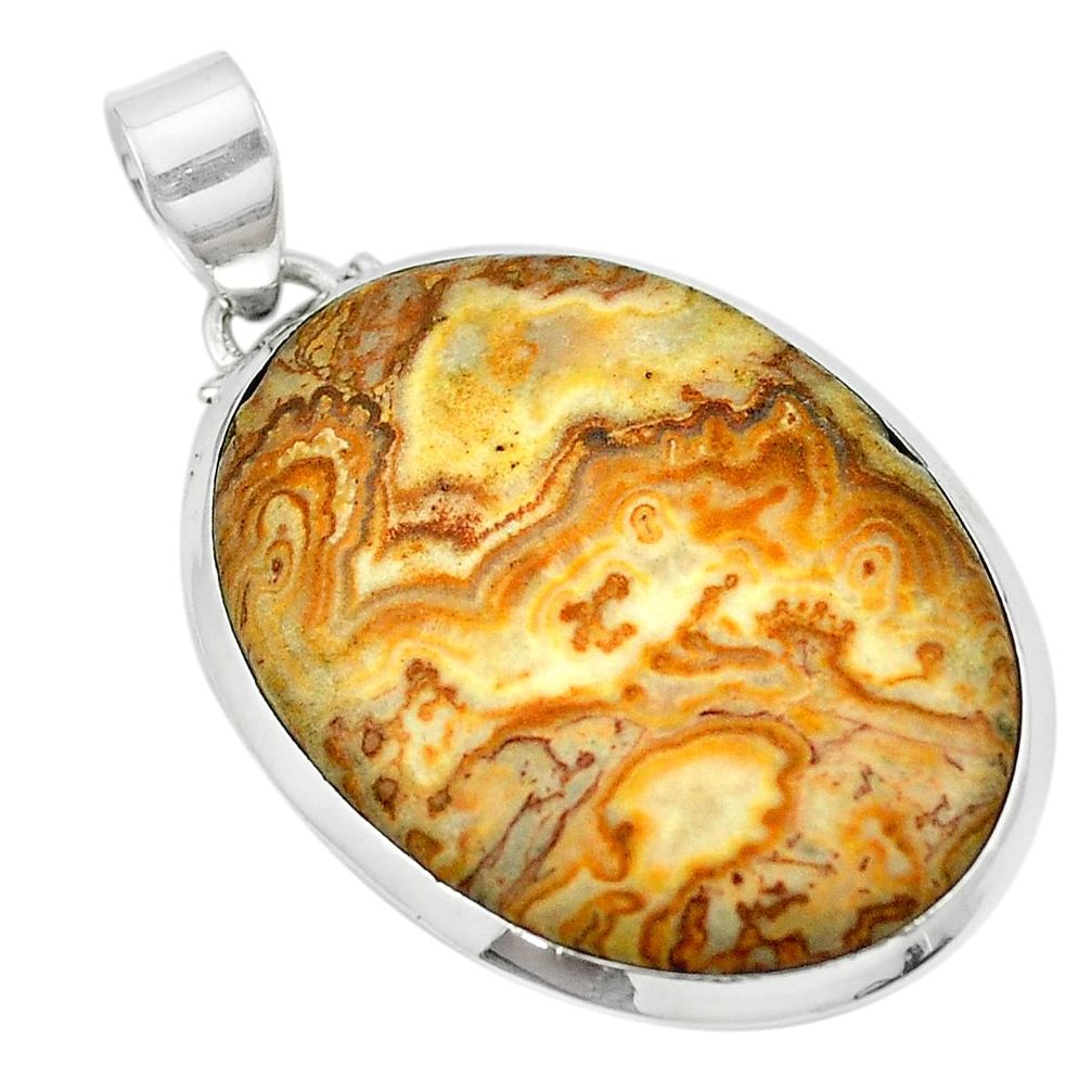 Natural brown picture jasper 925 sterling silver pendant jewelry m54111