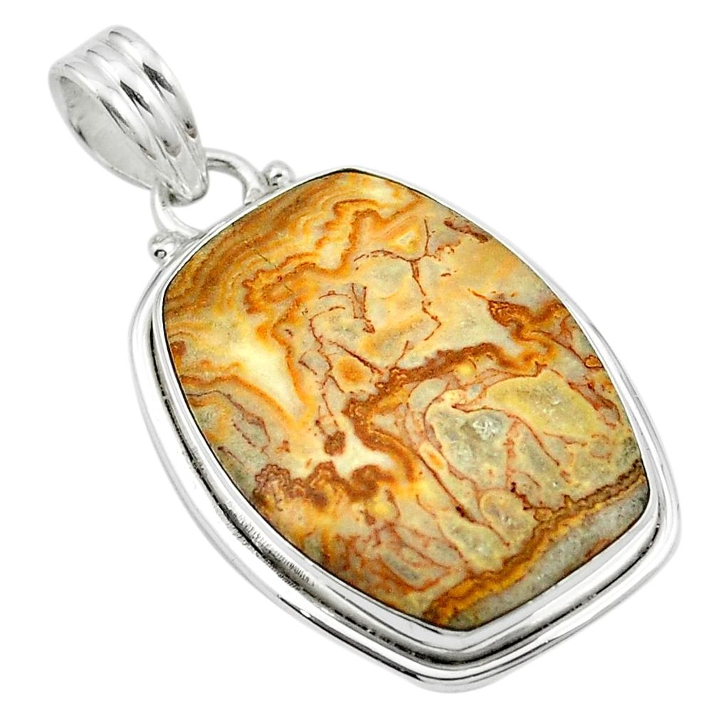 Natural brown picture jasper 925 sterling silver pendant jewelry m54118